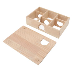 Hamster House Log Movable Roof Stable 6 Bedrooms Pet Hideout House for Hamsters Chinchillas Golden Bears Sleeping and Moving