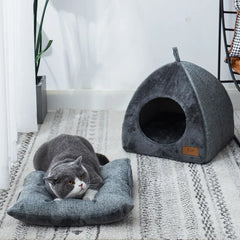Cat Bed Pet Kennel Kitten House Semi-enclosed Sleeping Cats Cave Bed Plush Foldable Small Dogs Tent Stuff