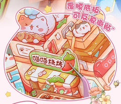 Cute Cartoon Animal Little House 3D Landscape Sticker Children's Fun PET Decompression DIY Games Kawaii Miniature World Decals