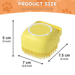 Pet Grooming Bath Massage Brush With Soap And Shampoo Dispenser, Soft Silicone Bristle For Long Short Haired Dogs Cats Shower