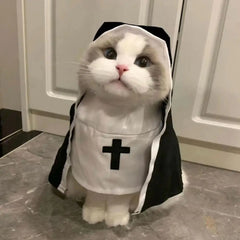Nun Costume For Dog Halloween Dog Costume Funny Cosplay Nun Costume Sister Habit Pet Cloth Dress Up Pet Costume For Small Cats &