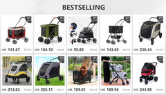New Pet Stroller Double Layer Suitable for Two Pet Cats Dogs Foldable Cart Breathable Dog Stroller Pet Trolley carry on case