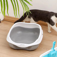 Semi enclosed cat little box With High Side Bedpan Potty Toilet for Small Pets Indoor Cats little tray Kitty litter pan Shovel