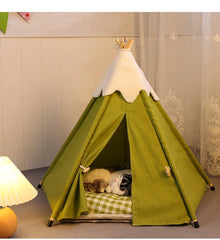 Pet Teepee Tent for Small Dogs or Cats Puppy Sweet Bed w/Thick Plush Pad Washable Dog or Cat Houses