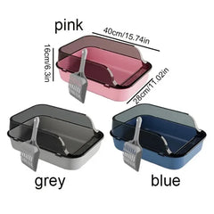 Cat Litter Box with Cat Litter Spatula Semi-enclosed Sandbox for Cats Rabbit Small Animals Cat Tray Kittens Litter Bedpans