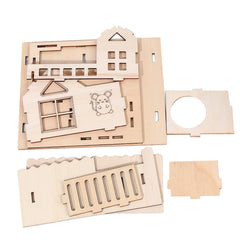 Wooden Hamster House Thickened Durable Natural Wood Pet House For Small Animals Diy Decor Stickers Chew Villa Mouse Hut Summer