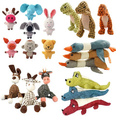 Pet Toys  Animals Shape Bite Resistant Squeaky Toys Teeth Grinding Plush Dog Toy for Small Large Puppy Pets Training Accessories
