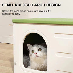 Four Seasons Waterproof Pet Shelter Outdoor Cats Dogs Shelter Windproof Rainproof Cozy House for Small Pets Outdoor Kitten Nest