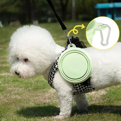 Pet Portable Foldable Bowl for Outdoor, Hanging Pet Drinking Water Feeding Silicone Bowl, Can be Used for Cats and Dogs