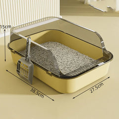 Cat Litter Box with Cat Litter Spatula Semi-enclosed Sandbox for Cats Rabbit Small Animals Cat Tray Kittens Litter Bedpans