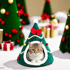 Christmas Cozy Cat House Pet for Small Dogs Puppy Mat Kitten Cave Winter Warm Soft Comfortable Basket Deep Sleep