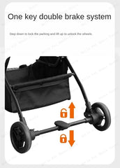 Detachable Lightweight Pet Stroller Car Carry Basket Small and Medium-sized Pet Stroller Foldable Ultra-light Portable Pet Cart