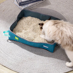 Semi Enclosed Cat Litter Box, Foldable, Portable, Waterproof, Oxford Cloth, Open Cat Toilet  Cat Litter Box Pet Supplies & Pet
