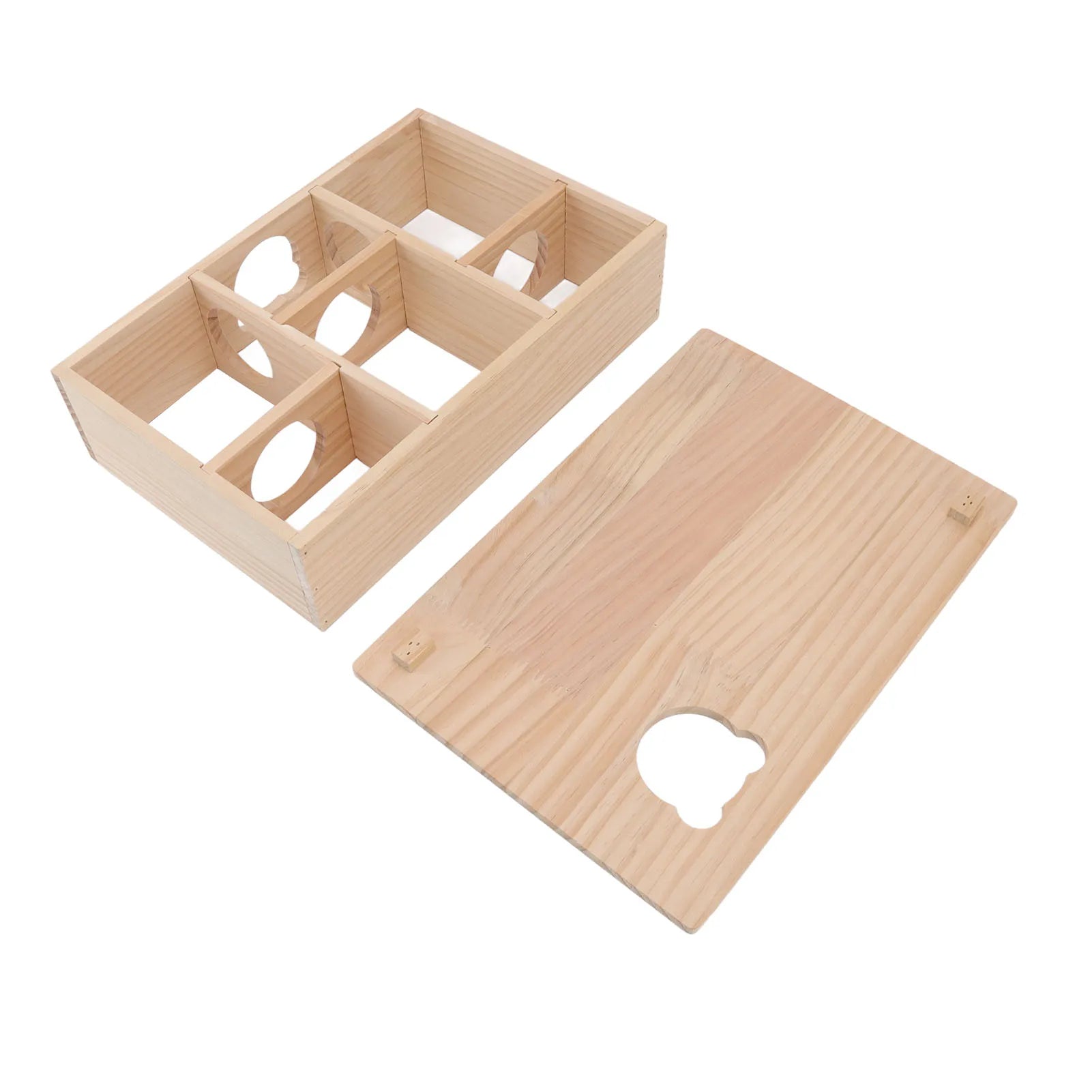 Hamster House Log Movable Roof Stable 6 Bedrooms Pet Hideout House for Hamsters Chinchillas Golden Bears Sleeping and Moving