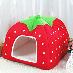 Foldable Pet House Strawberry Cat Bed Portable Entrance Pet Puppy Cave Sofa Cat Tent Sleeping Bed for Cats Dog