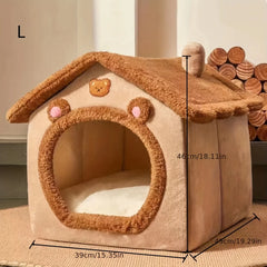Cozy Cat Cottage - Soft, Warm, Removable, Comfortable Polyester Pet Bed House for Cats and Small Dogs - Perfect Winter Nest