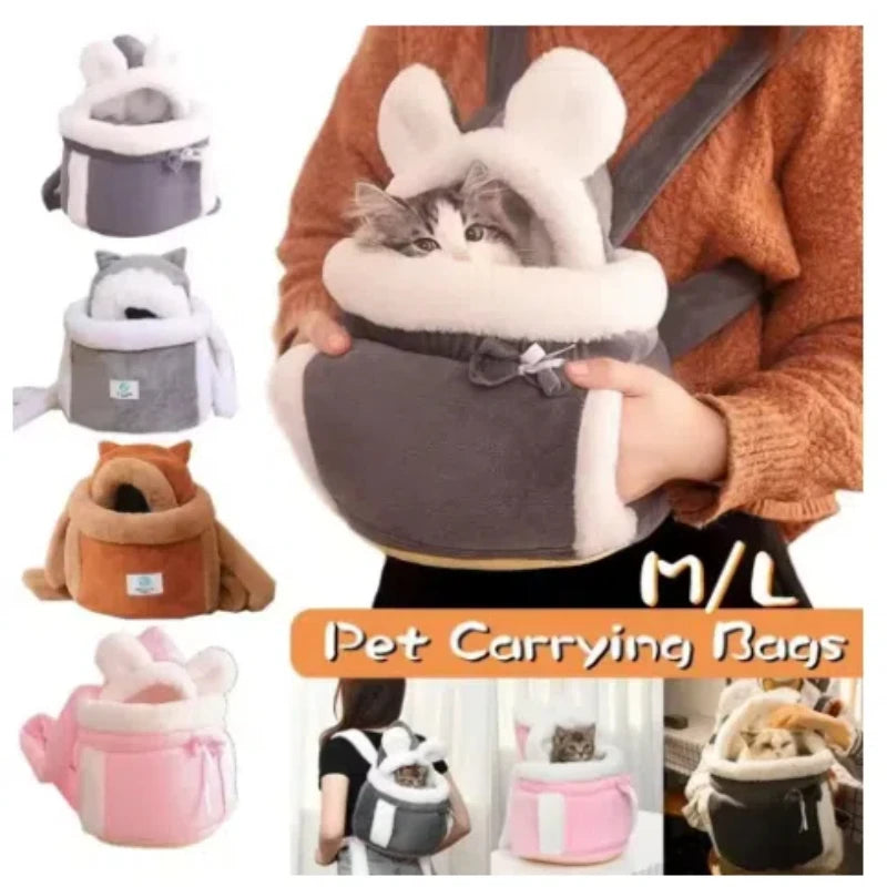 Warm Pet Carrier Bag, Soft, Breathable, Small Dog, Plush, Outdoor, Kangaroo, Parenting Sling, Hands-Free, Puppy Carrying Bag,