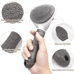 Dog Grooming Brush with Easy Clean Button, Pet Massage Comb for Effective Detangling and Hair Removal, Suitable for Dogs