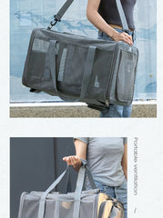 Pets Carrier Bag Lightweight and Breathable Pet Shoulder Bag Large Capacity Cat Bag Multi Pet Suitcase Foldable Cat Backpack