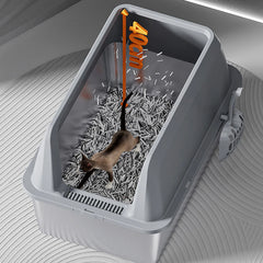 Stainless Steel Enclosed Litter Box Spacious Easy Access Removable Sturdy High Sides Stainless Steel Litter Box for Large Cats