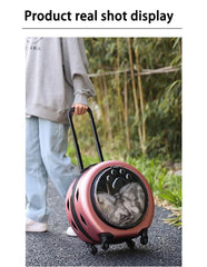 Portable Cat Carrying Bags Large Capacity Pet Carriers Backpack Travel Cats Carry Handbag with Wheel Pets Carriers Trolley Case