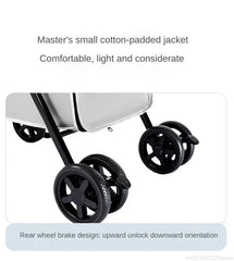 New Pet Stroller Double Layer Suitable for Two Pet Cats Dogs Foldable Cart Breathable Dog Stroller Pet Trolley carry on case