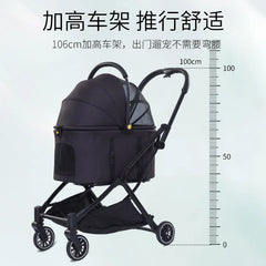 pet stroller Outdoor pet cart four wheeled metal folding handcart portable double-layer separable pet cart for outdoor use