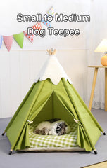 Pet Teepee Tent for Small Dogs or Cats Puppy Sweet Bed w/Thick Plush Pad Washable Dog or Cat Houses