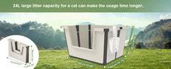 Tall Open Top Cat Litter Box with High Sides and Scoop Portable and Foldable Large Size for Multiple Cats or Big Cat Home Use