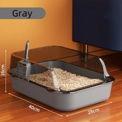Cat Litter Box Large Capacity Semi-closed Removable Splashproof Cats Toilet with Cat Litter Scoop Pet Clean Supplies Litter Box