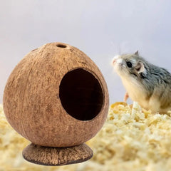 Hamster House Bite-resistant Natural Small Pet Coconut Cages Guinea-pig Hamster Hideout House Toy Wooden House Pet Supplies