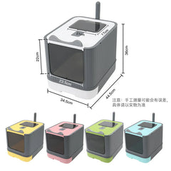 Extra Large Enclosed Cat Litter Box Top Entry Litter Tray with Drawer Design Anti Splash Hooded Toilet with Odor Sealing