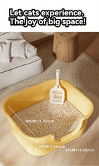 Cat Litter Box with Large Splash Proof Open Design and Free Shovel Suitable for Those Weighing Less Than 30 Pounds