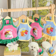 Pet Dresses Thin Strap Dogs Vest Comfortable Fabric Printed Design Puppy Camisole Breathable Soft Small Dog Cat Dress Puppy
