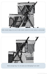 New Pet Stroller Double Layer Suitable for Two Pet Cats Dogs Foldable Cart Breathable Dog Stroller Pet Trolley carry on case