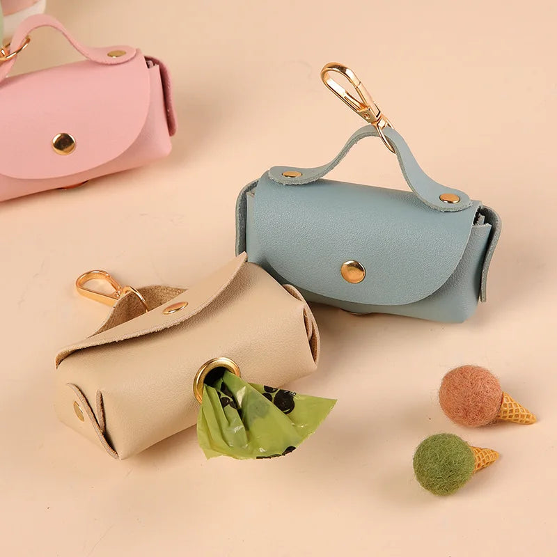 Pet outdoor leather toilet, portable pet poop bag dispenser, multi-color dog poop bag