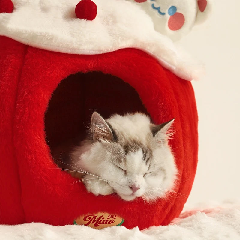 HOOPET Warm Cat House for Winter, Enclosed Kitty Tent with Large Space, Four-Season Safe & Cozy Sleeper, Eco-Friendly Pet Bed