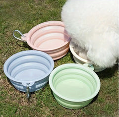 Pet Portable Foldable Bowl for Outdoor, Hanging Pet Drinking Water Feeding Silicone Bowl, Can be Used for Cats and Dogs