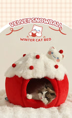 HOOPET Warm Cat House for Winter, Enclosed Kitty Tent with Large Space, Four-Season Safe & Cozy Sleeper, Eco-Friendly Pet Bed