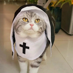 Nun Costume For Dog Halloween Dog Costume Funny Cosplay Nun Costume Sister Habit Pet Cloth Dress Up Pet Costume For Small Cats &