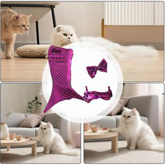 Cat Mermaid Costume Mermaid Tail Clothes Sequin Mermaid Dress Cat Dog Outfit Soft Funny Pet Costumes Fishtail Clothes Unique Sea