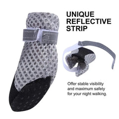 Breathable Pet Dog Shoes Outdoor Walking Net Shoes Soft Summer Pet Shoes Night Safe Non-slip Reusable Boots For Small Mediu F3D2