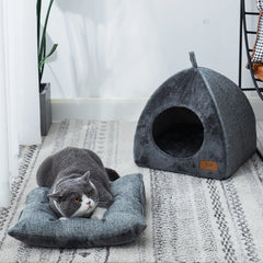Cat Bed Pet Kennel Kitten House Semi-enclosed Sleeping Cats Cave Bed Plush Foldable Small Dogs Tent Stuff