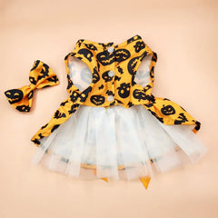 Halloween Pumpkin Pet Dress - Dog Tutu Dress for Teddy & Cats, Princess Costume for Small Dogs & Kittens