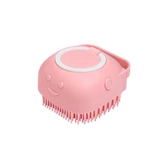 Pet Grooming Bath Massage Brush With Soap And Shampoo Dispenser, Soft Silicone Bristle For Long Short Haired Dogs Cats Shower
