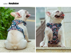 Truelove Pet Dog Harness Floral No Pull Cotton Fabric Breathable and Reflective Soft for Big Medium Small Adjustable VestTLH5655