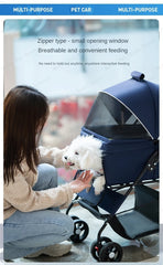 Portable Outdoor Pet Stroller Foldable and Separable Travel Pet Stroller Large Basket Pet Bag Cat and Dog Supplies