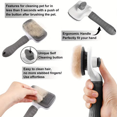 Pet Grooming Brush Gentle Deshedding Massage Comb with One-Click Hair Removal Dog Grooming for Dogs & Cats Easy-Clean