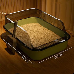 Cat Litter Box with Cat Litter Spatula Semi-enclosed Sandbox for Cats Rabbit Small Animals Cat Tray Kittens Litter Bedpans