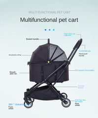 pet stroller Outdoor pet cart four wheeled metal folding handcart portable double-layer separable pet cart for outdoor use